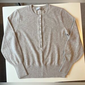 Everlane 100% Cashmere Henley Sweater – Heather Sandstone
